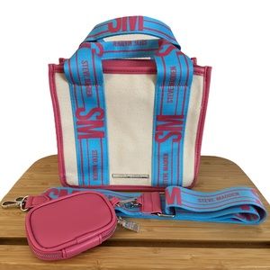 Steve Madden Tote in White, Blue & Pink